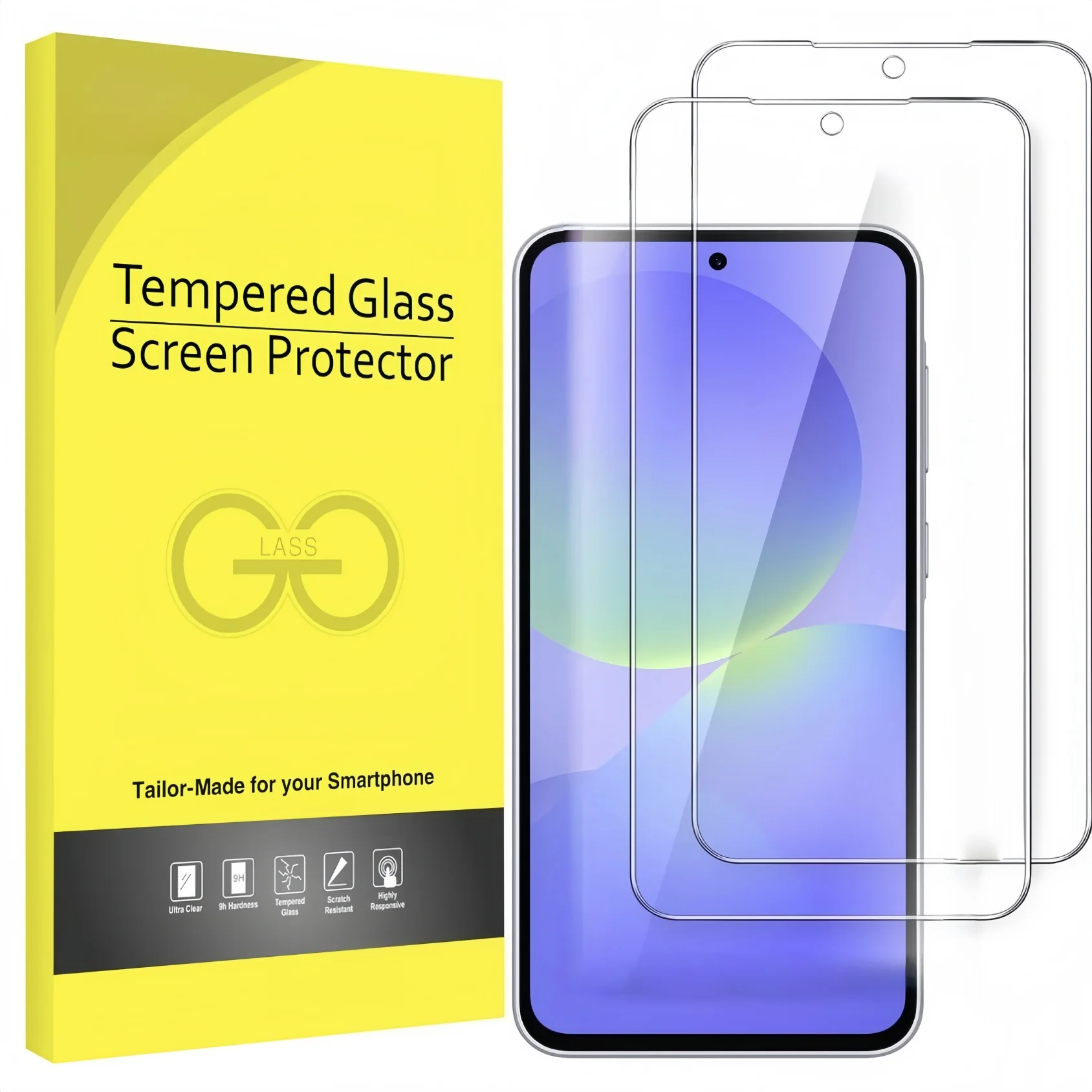 2 Pcs Tempered Glass Phone Film For Samsung Galaxy A57 A37 A17,Full Coverage, Anti Scratch, Bubble Free,Easy to install