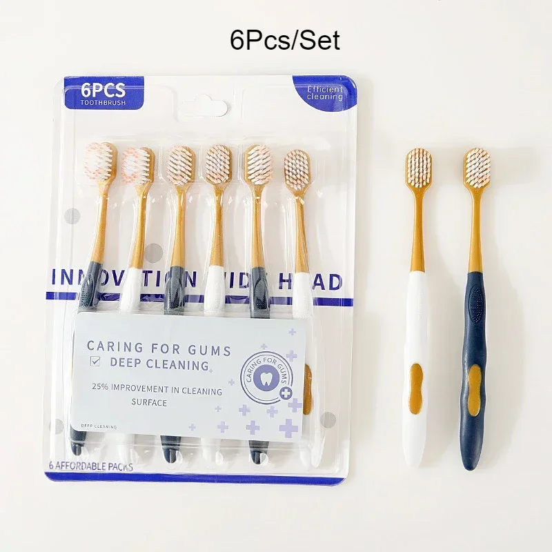 

6Pcs/Set Ultra-soft Microfiber Toothbrush Gentle Cleaning and Gum Cares Home Sets Swiss-style New High Density Manual Toothbrush