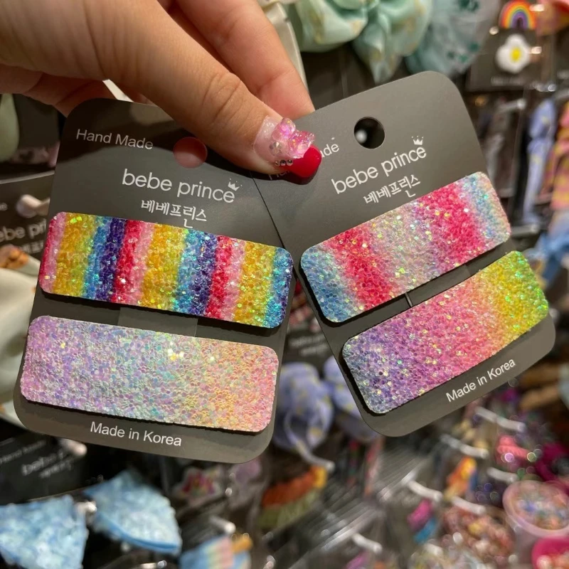 

Factory store, Dongdaemun, Korea, the same gradual change rainbow sequins children's BB clip edge clip