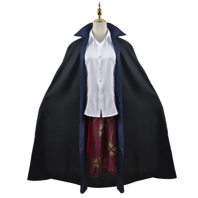 Anime Shanks Redhead Cosplay Costume Shirt Printing Pants Belt Black Cloak Coat Red Wig Woman Man Adult Halloween Party Suit