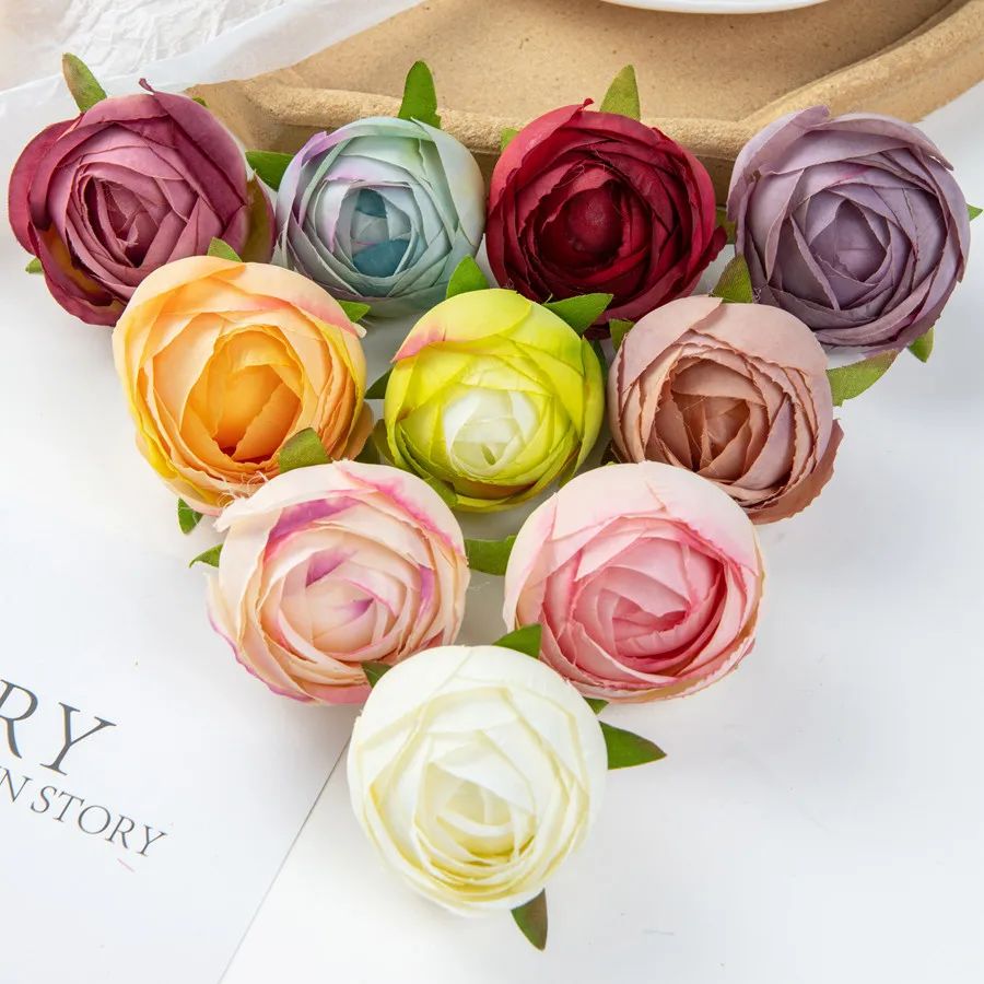 

10Pcs Artificial Flowers for Home Decortion Purple Silk Tea Roses Bud Diy Scrapbooking Christmas Handicraft Wreath Wedding Party