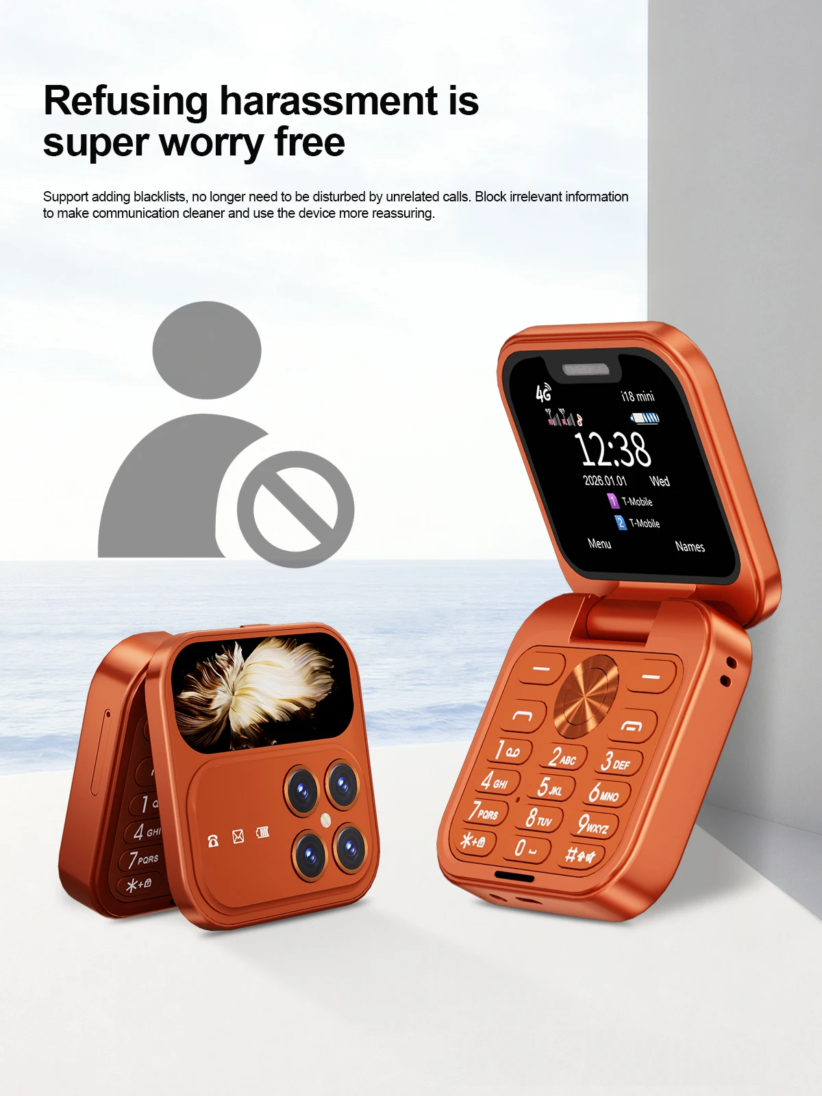 SERVO I18 mini 2G GSM/4G LTE Network Flip Mobile Phone 1.77-inch Screen Dual SIM FM Radio Flashlight Blacklist Mobile Phones