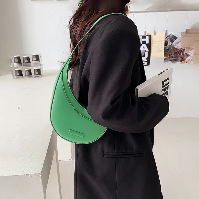 JIOMAY bolsas femininas tendencia 2022 bolsa de ombro de couro PU bolsas de mão casual de moda menina Saco crescente irregular nas axilas de cor sólida simples