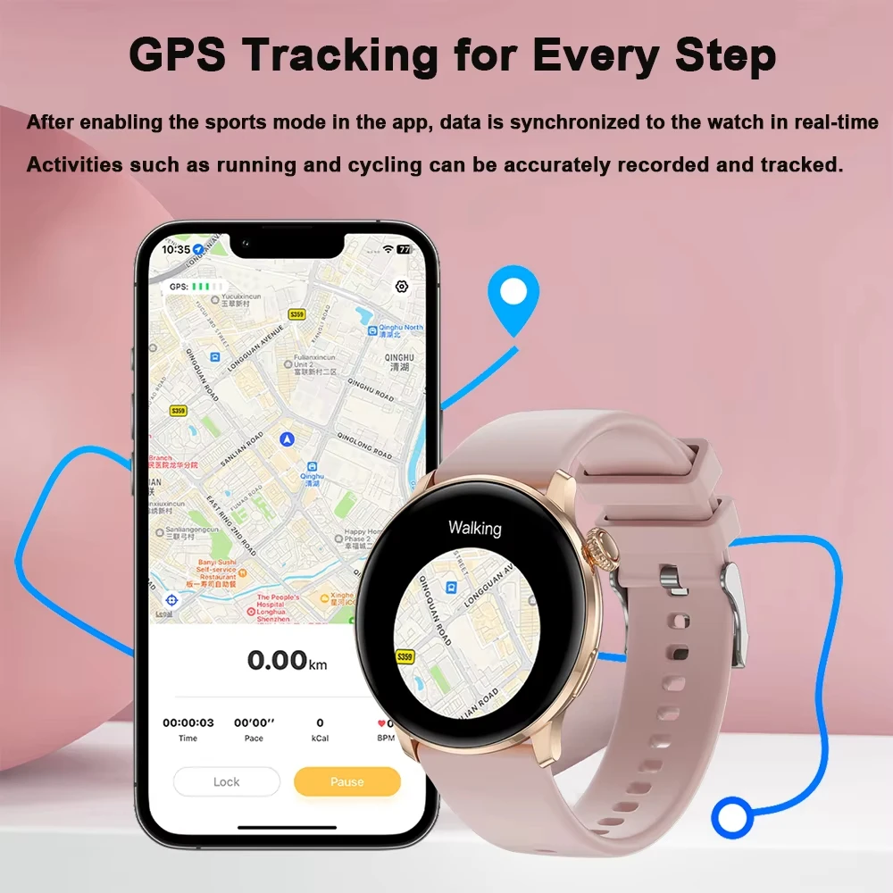 جديد رقيقة جدا 8.9 مللي متر 1.43 بوصة 360*360 HD شاشة لتحديد المواقع المقتفي معدل ضربات القلب المرأة الأمن SOS مستوى سوار ذكي ل Xiaomi IOS #4
