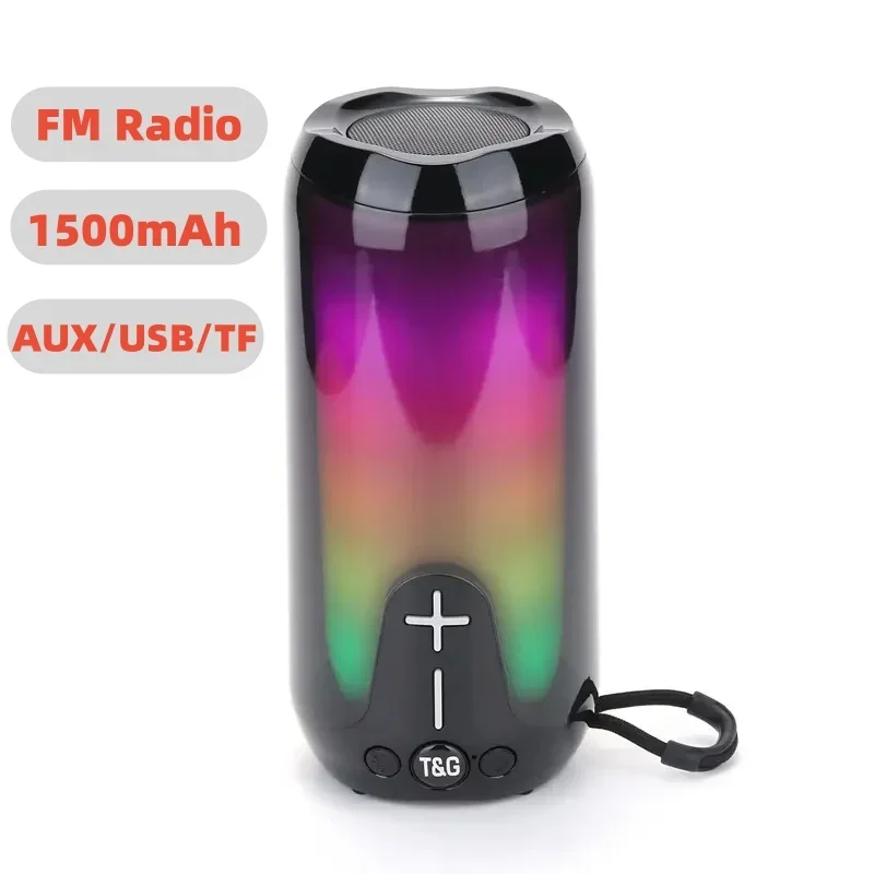 Portable Transparent Outdoor Subwoofer Boombox AUX Sound Column RGB Light TWS FM 360 Stereo Sound Box Wireless Bluetooth Speaker