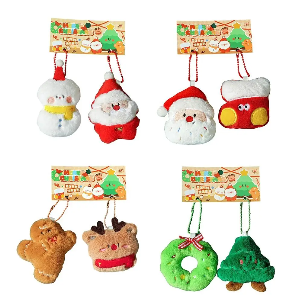 1Pair Cute Cartoon Design Santa Claus Keychain Material Handheld Gift Christmas Keychain Kawaii Style Small Size