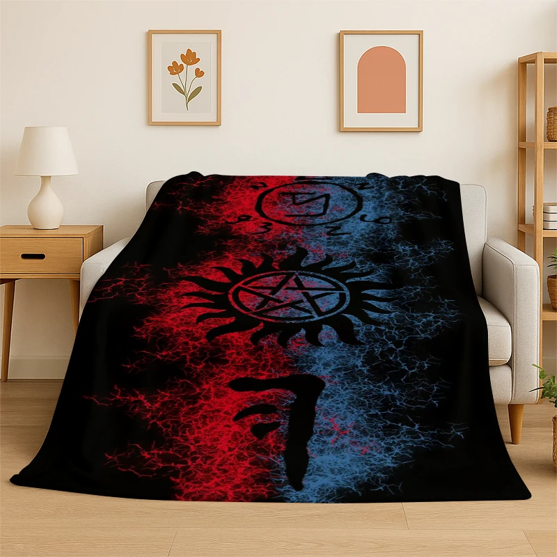 SPN Supernatural Dean Sam TV Flannel Blanket Soft Warm Throw Blanket for Bedroom Living Room Bed Travel Camping Picnic Kid