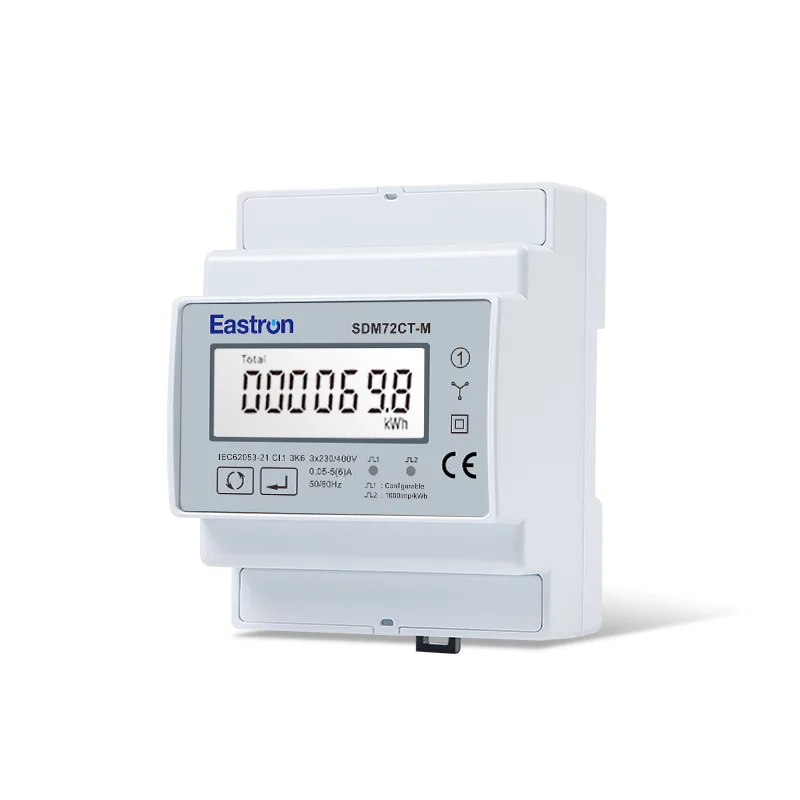 SDM72CT-M, Three Phase Four Wire Din Rail Energy Meter, 1A/5A CT connected, RS485 Modbus RTU and Pulse Output, Non-MID