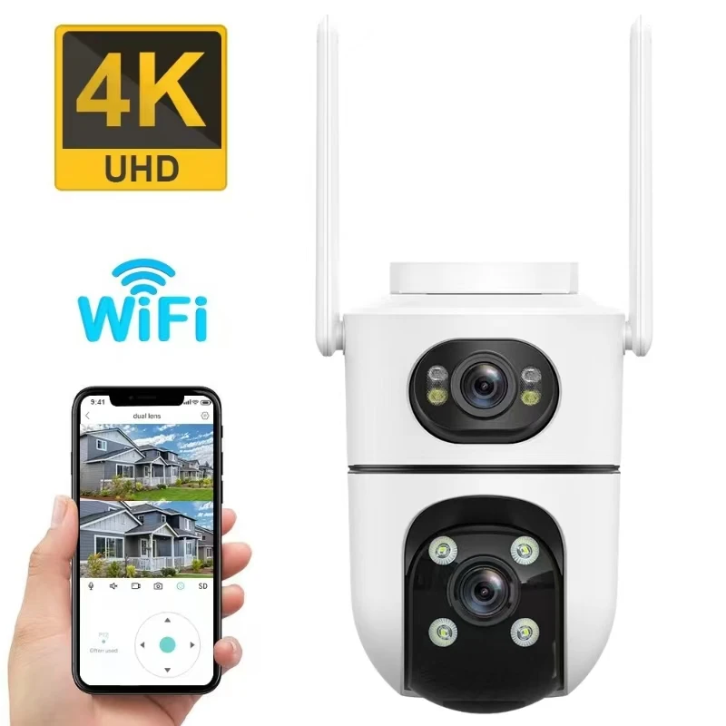 

4K 8MP Dual Lens Dual Screen Wifi Camera Waterproof Color IR Night Vision Auto Tracking Cloud Wifi Surveillance Camera
