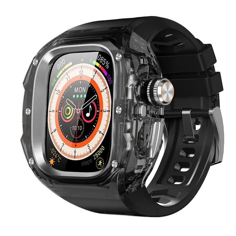 

Quick Fit Transparent Rugged Case Band for Apple Watch Ultra 3/2/1 49mm Military Strap with Clear Bumper Cover for iwatch Ultra