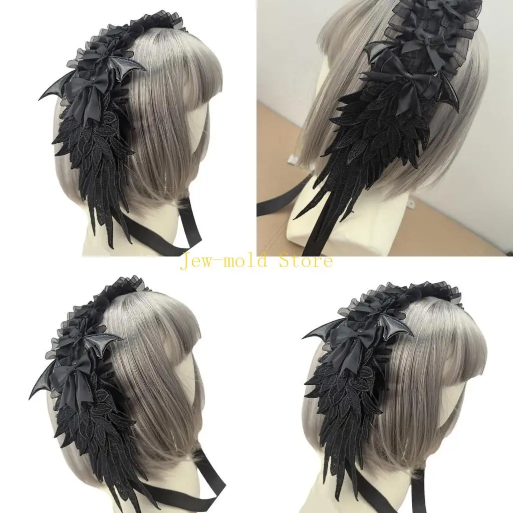 C71B القوطية الشرير المستوحى من الدانتيل القوس Bowknot تزين الشعر لحدث تأثيري