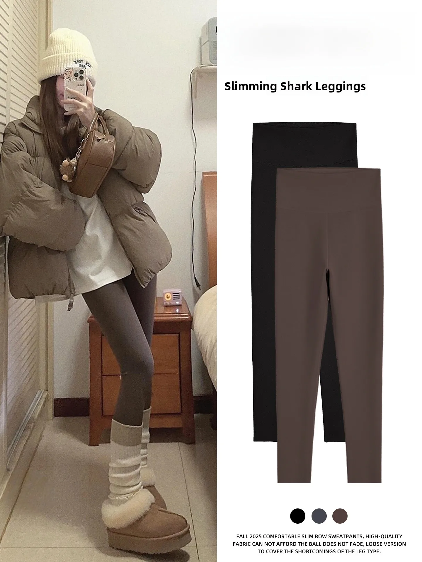 

High-Waist Thiened Fce arkskin Pants Women's Tight Fit Elastic Yoga Sports Pants Autumn Winter New Sle Casual Bot