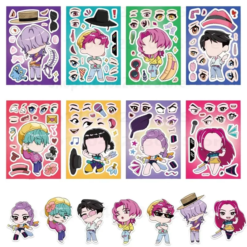 -2026,8-24 قطعة لطيف KPop شيطان الصيادين لغز ملصقات جعل Fac الكرتون DIY بها بنفسك الهاتف المحمول الأمتعة سكيت الكتابة على الجدران الشارات #2