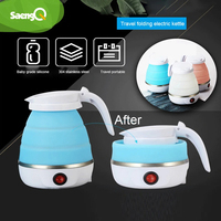 saengQ Travel Household Folding Kettle Silicone304 Stainless Steel Portable Kettle Compression Foldable Leakproof 600ml