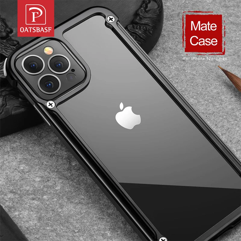 OATSBASF Aluminum Bumper Case For iPhone 14/14 Pro/14 Pro Max Luxury Shockproof Cool Phone Case Utral-Thin Corner Cover