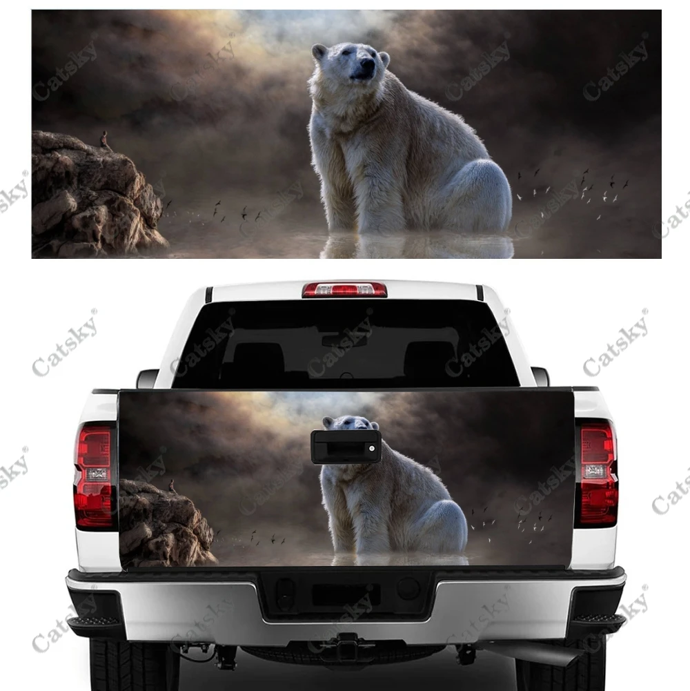 

Lonely Polar Bear Print Car Tail Trunk Protect Vinly Wrap Sticker Decal Auto Hood Decor Engine Cover for SUV Off-road Pickup