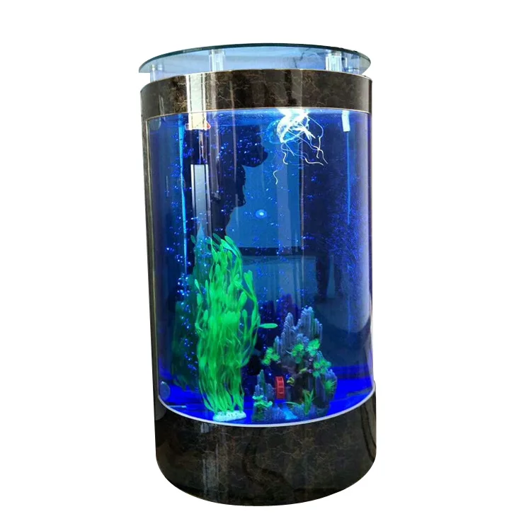 

Fish tank, semi-circular, aquarium, cylindrical, glass tank, household, living room