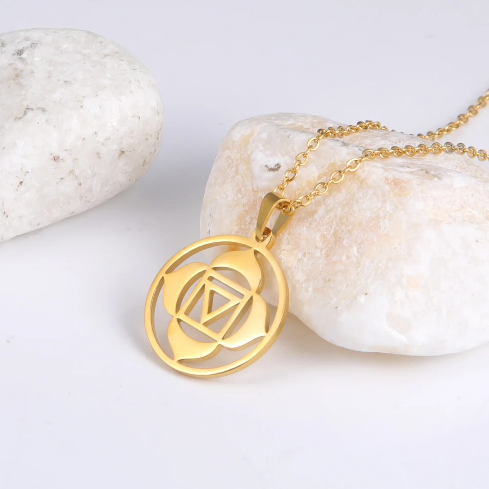 Dawapara Seven Chakras Symbol Pendants Stainless Steel Meditation Amulet Healing Spiritual Jewelry