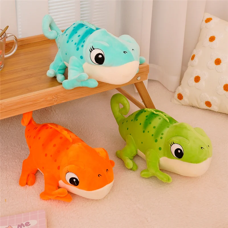 30CM Kawaii Cartoon Chameleon Stuffed Animal Lizard Plush Toy Cute Gecko Plush Doll Handmade Doll Children's Festival Gift