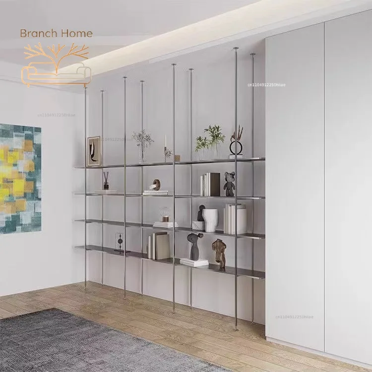 Customized wrought iron through top partition rack minimalist bookshelf display living room entrance baffle floor simple display