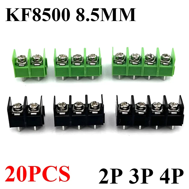 

20PCS/lot KF8500 8.5MM 2P 3P 4P Fence Type Connection Terminal Black/Green PCB Terminal