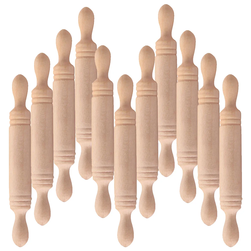 11 Pcs Pocket Rolling Pin Child Toy French Wooden Mini House Decor Pasta Roller