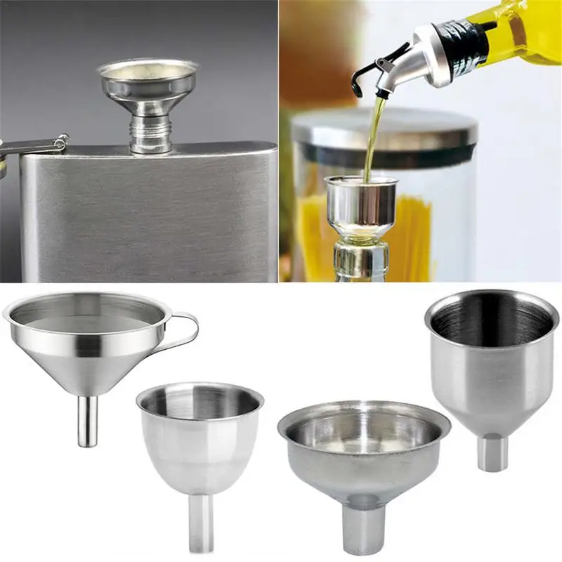 Stainless Steel Funnel Mini Funnel Oil Spill Wine Spill Tool Liquid Dispenser Kitchen Funnel Set Entonnoir Kitchen Accessories