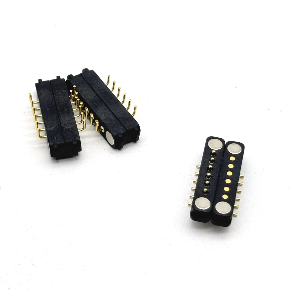 1Pair 6Pin Bent Needle Waterproof Spacing 2.54mm Magnetic Pogo Pin Connector Pogopin Male Female Spring DC Power Socket