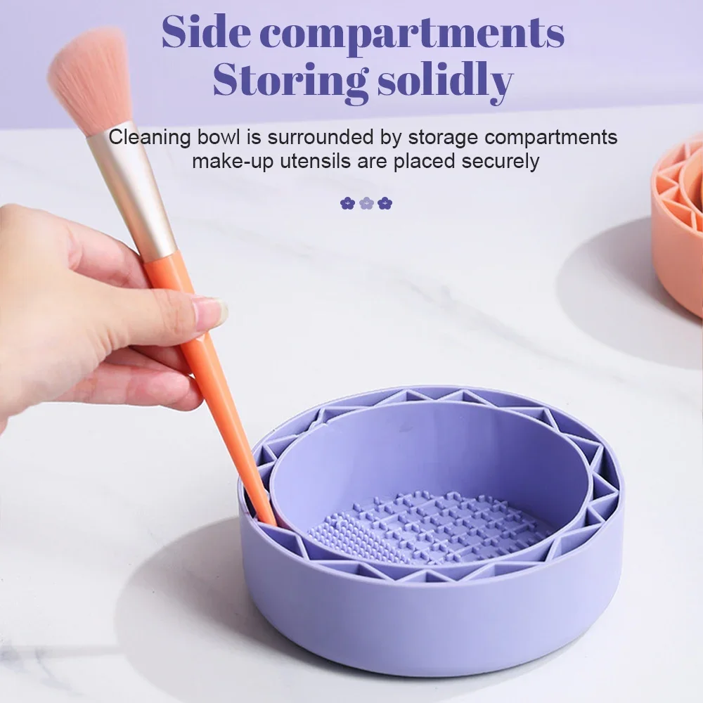 Silicone Makeup Brush Cleaner Mat Make-up Egg Cosmetic Brush Powder Puff Sponge Storage Artifact Cleaning Box Drying Tools Set