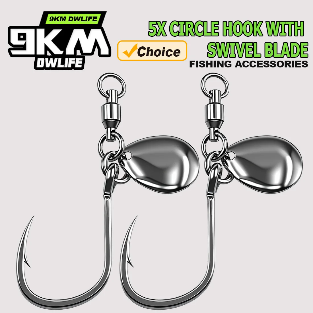 9KM 5X Saltwater Hook with Swivel&Spoon 5pcs Slow Jigging As