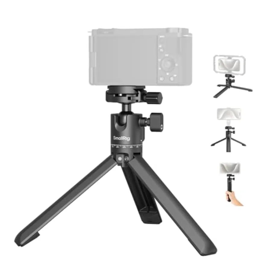 

Portable Mini Desktop Tripod Aluminum Alloy Compact Small Tabletop Tripod with 360° Ball Head 1/4 Screws Quick Release Plate fo