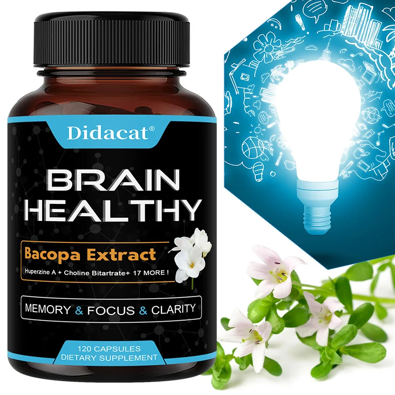 Bacopa Monnieri Extract Capsules - Nootropic Brain Supplement for Memory, Focus, Mental Clarity & Cognitive Performance, Non-GMO