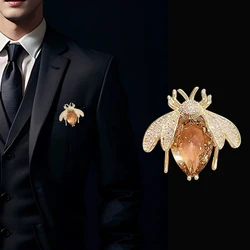 Creative Little Bee Brooches Fashionable Zircon Inlaid Suit Collar Clip Pins Daily Wear Unique Elegant Brooche Exquisite Jewelry