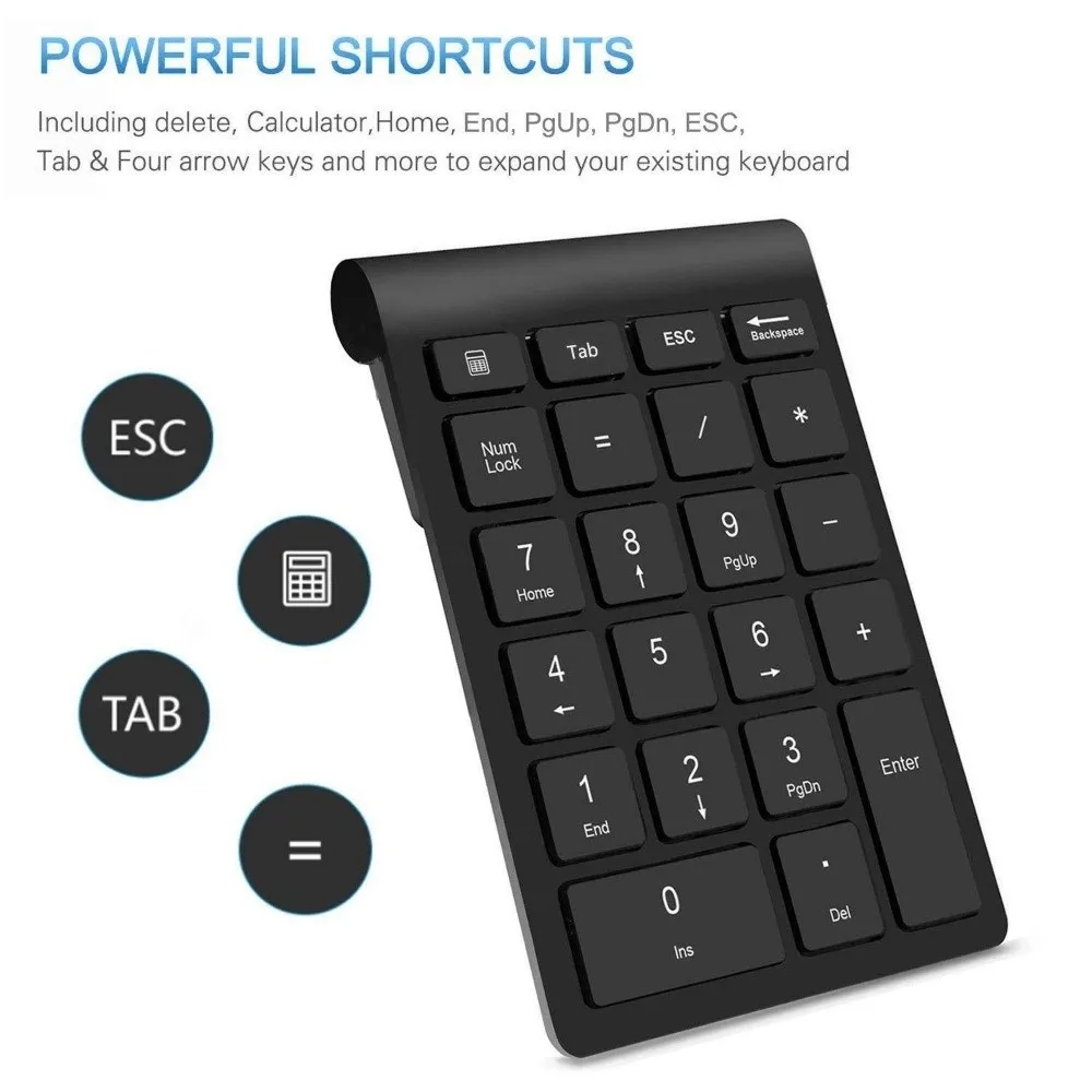 Teclado Numérico Inalámbrico de 22 Teclas, USB 2.4G, Mini Teclado Digital Ultra Delgado y Ergonómico
