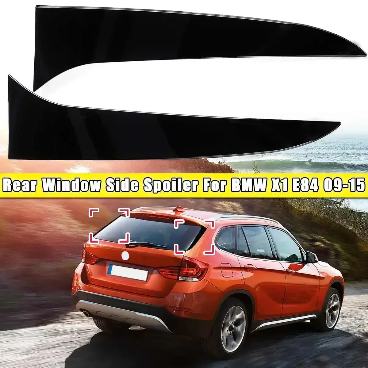 1 Pair gloss black Rear Window Side Spoiler Air Splitter For BMW X1 E84 2009 2010 2011 2012 2013 2014 2015 Spoilers Car styling