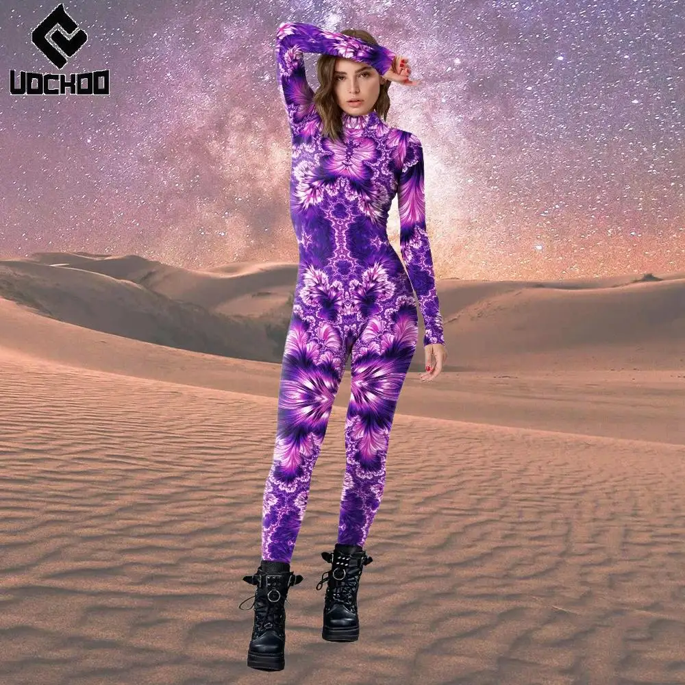 

Carnival Bodysuit Fashion Desert Paert Jumpsuit Music Festival Cosplay Costume Tribe Pink Pattern Coverall Stretchy Jumpsuit