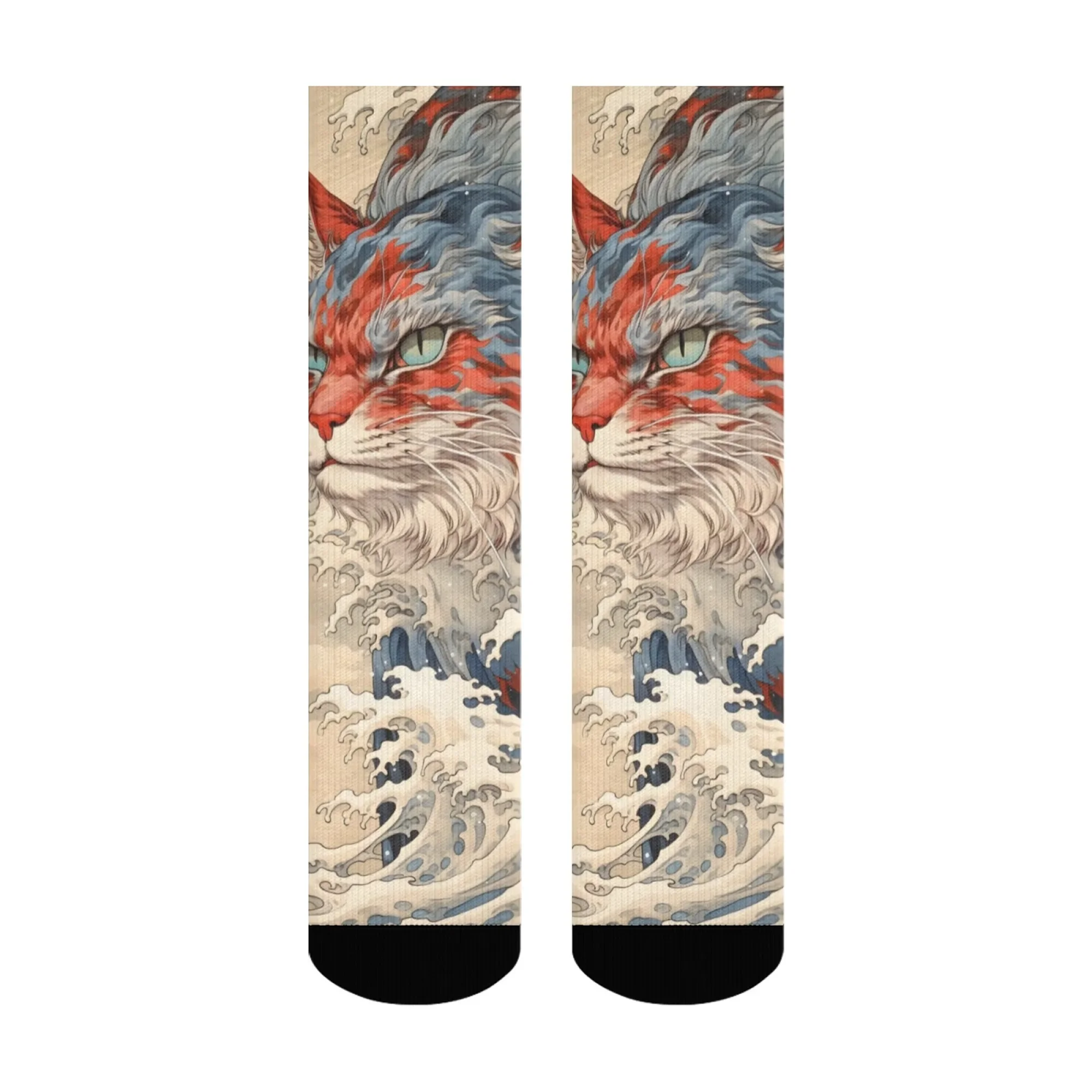 Kaus Kaki Seni Lukisan Kucing Retro Ukiyo-e Gaya Harajuku Unisex Kasual Nyaman Kaus Kaki Fashion Unik Lucu Kaus Kaki Bahagia Hadiah