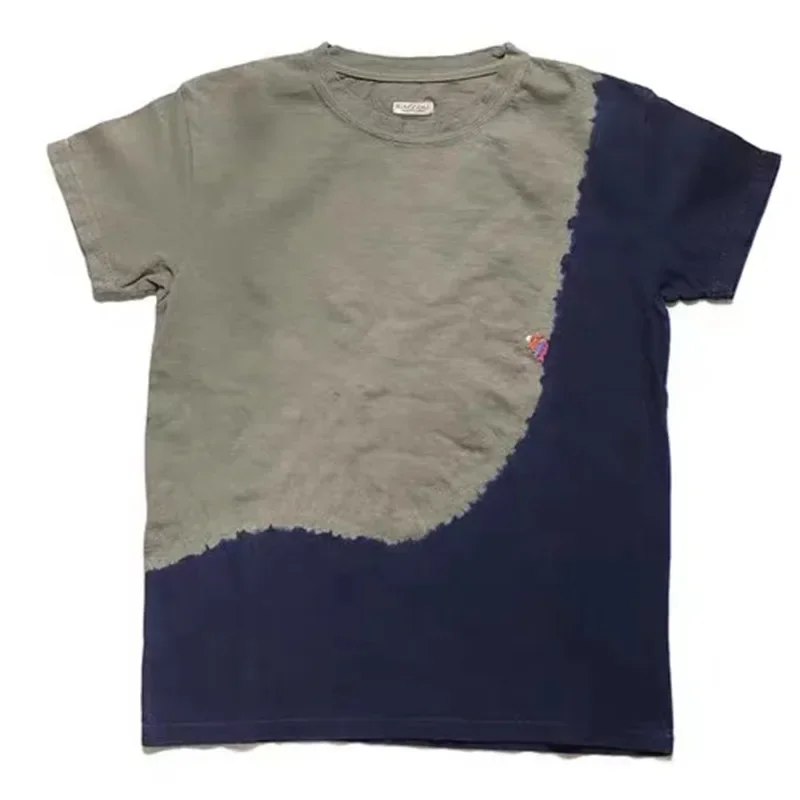 T-shirt a maniche corte scollo tondo allentato da uomo e da donna di moda giapponese con ricamo a maniche corte