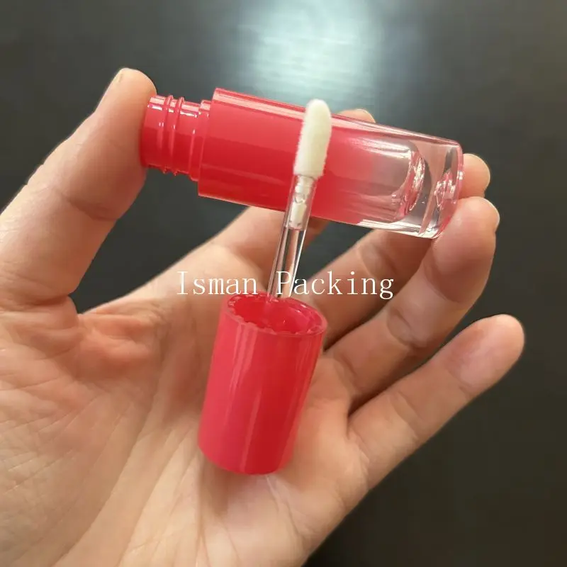 50Pcs Mini 2.5ml Round Gradient New Red Lipgloss Tubes Refillable Plastic Lip Gloss Container Packaging Wand Tube With Brush