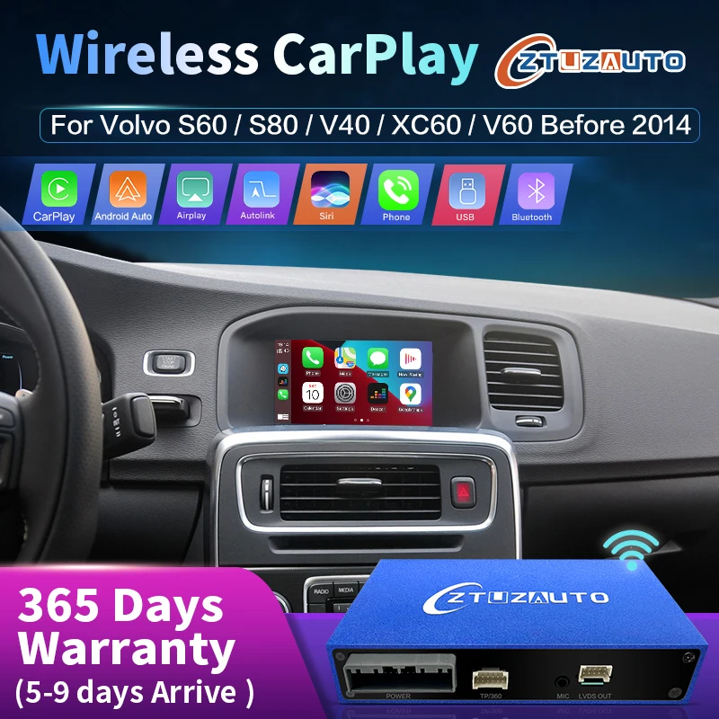 Wireless Carplay Box For Volvo V40 V60 XC60 S60 S80 Before 2014 Multimedia Android Auto Ｍodule Mirror Link Display Screen Camera