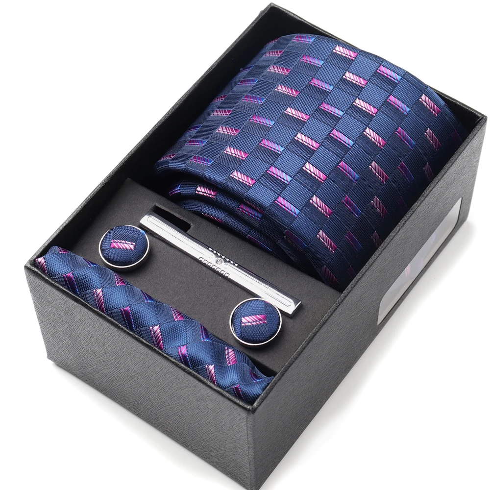 Pocket Square Cufflinks Set Tie Set Box for Men, Gift Box