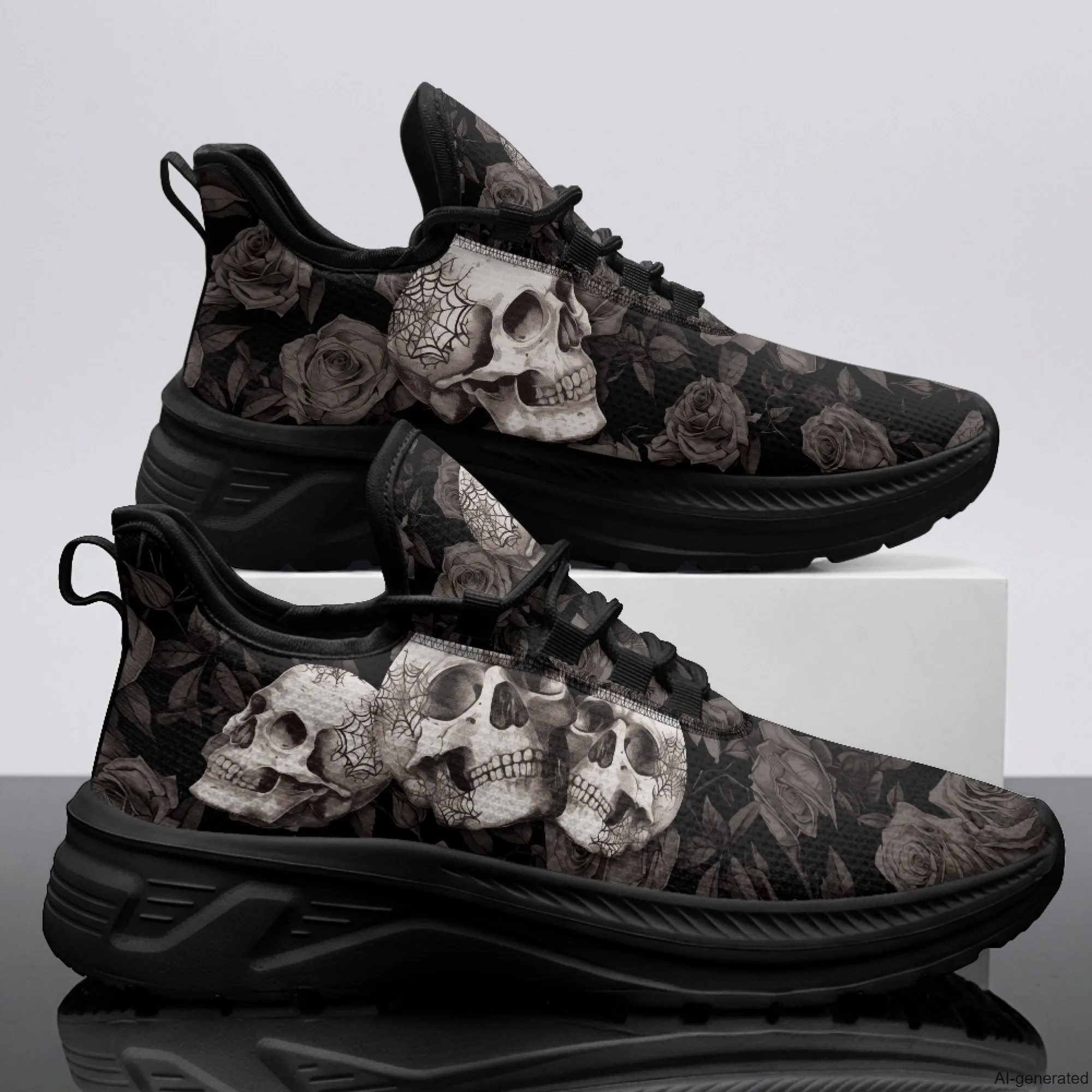 XIXIRIMIDO Womens Walking Shoes Skull Print Football Sneakers Mens Gym Sports Casual Fashion Shoes Trainers Shoes 35-48