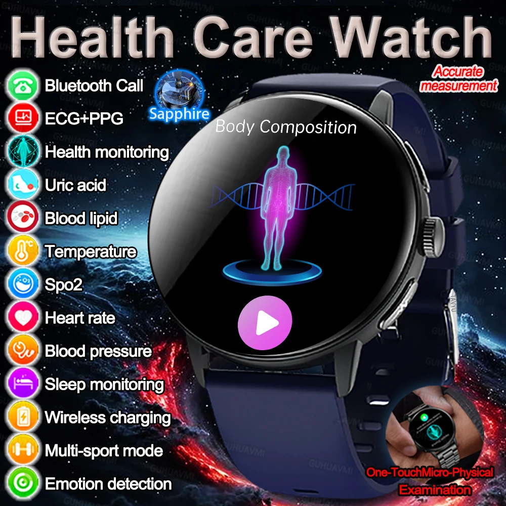 

2025 New Accurate measurement health Smartwatches Men Women One click body monitoring Uric Acid Lipid Heart rate Smart Watch IOS