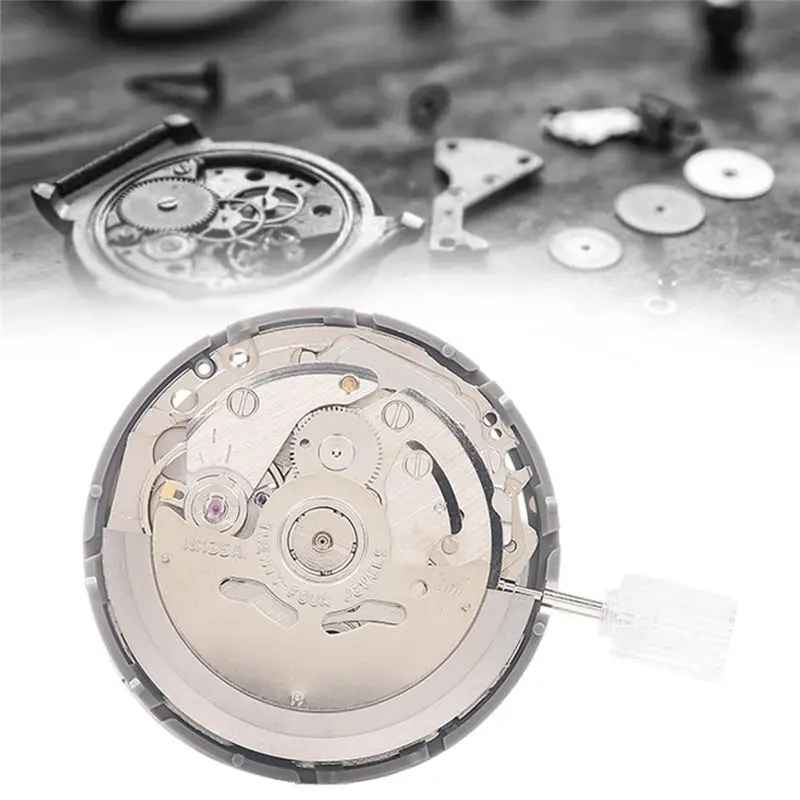 NH35/NH35A Movement+Movement Steel Stem+Week Dial+Calendar Dial Kit High Accuracy Automatic Mechanical Watch Movement