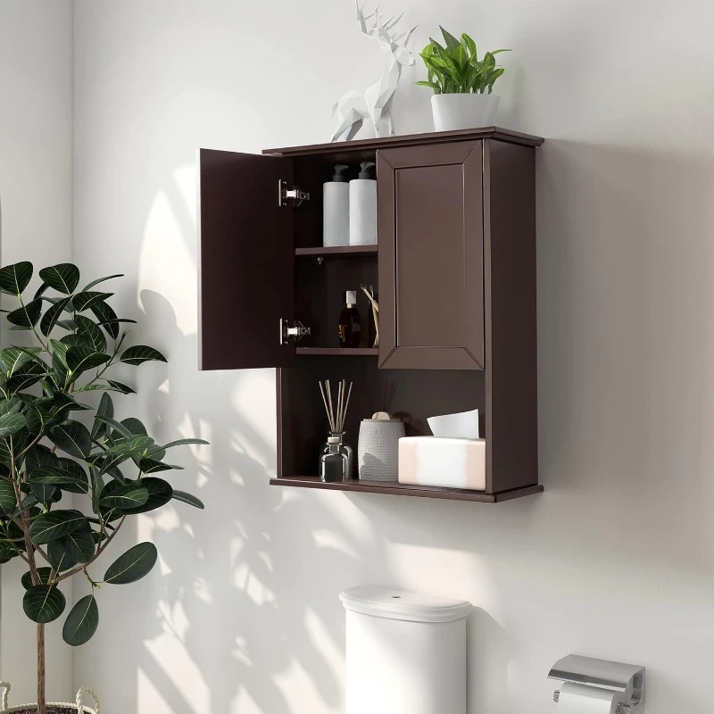 Dark Brown Bathroom Wall Cabinet Mounted Wooden Medicine Cabinets Espresso Over Toilet Storage Cabinet