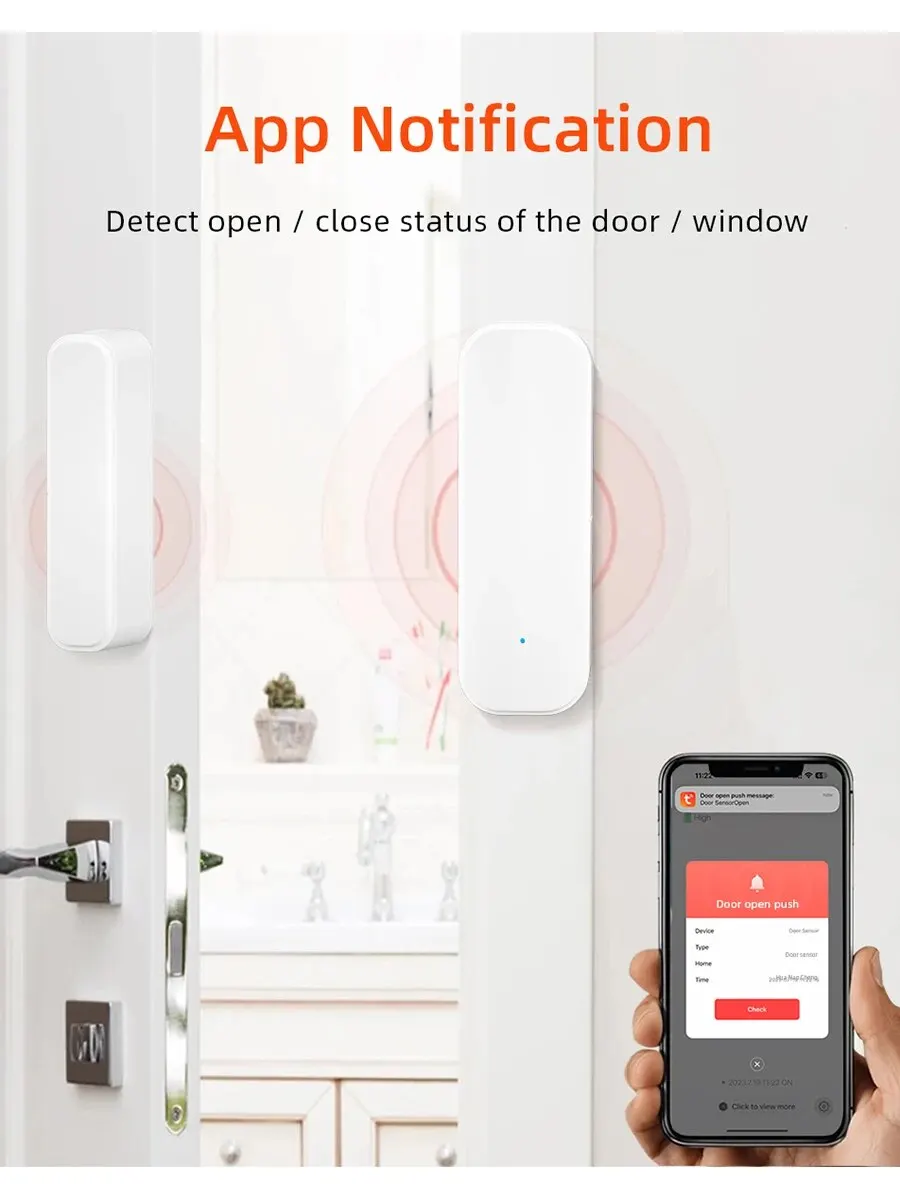 Czujnik okna/drzwi WiFi lub Zigbee z baterią Inteligentny system alarmowy do domu Sterowanie głosowe za pośrednictwem Alexa Google Home Smart — zdjęcie 2