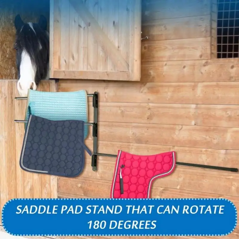 Saddle Blanket Rack Horses Blanket Stall Supplies 180 Degree Swing Out Sturdy Saddle Pad Rack Attachment Stable Well-Spaced