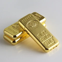 Fashion Classic Gold Bar Shape Butane Gas Metal Grinding Wheel Lighter Cigarette Accessories Men's Gift Outdoor Ignition Tool