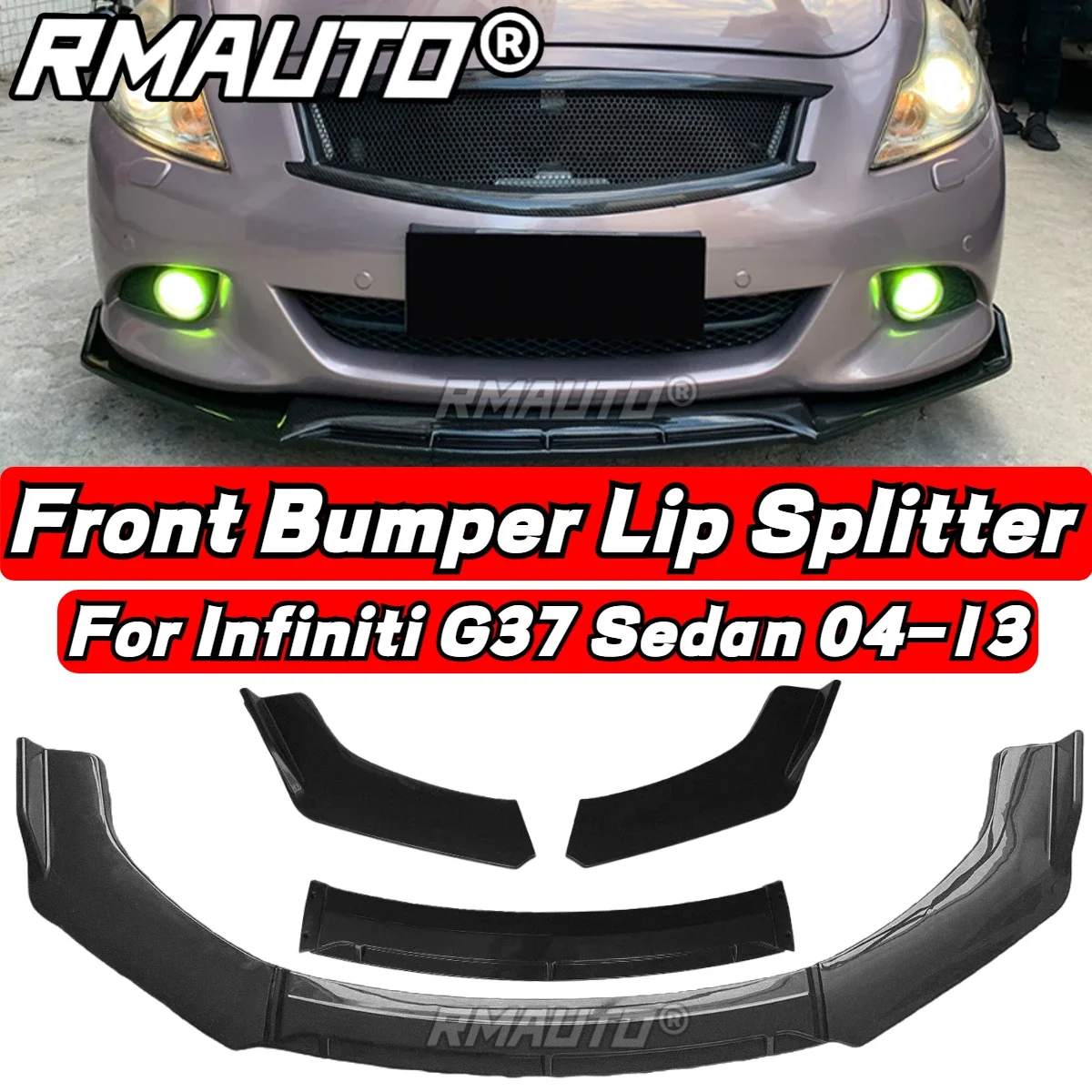 For Infiniti G25 G37 2004-2013 Carbon Fiber Car Front Bumper Splitter Spoiler Lip Diffuser Bumper Guard G25 G37 Lip Body Kit