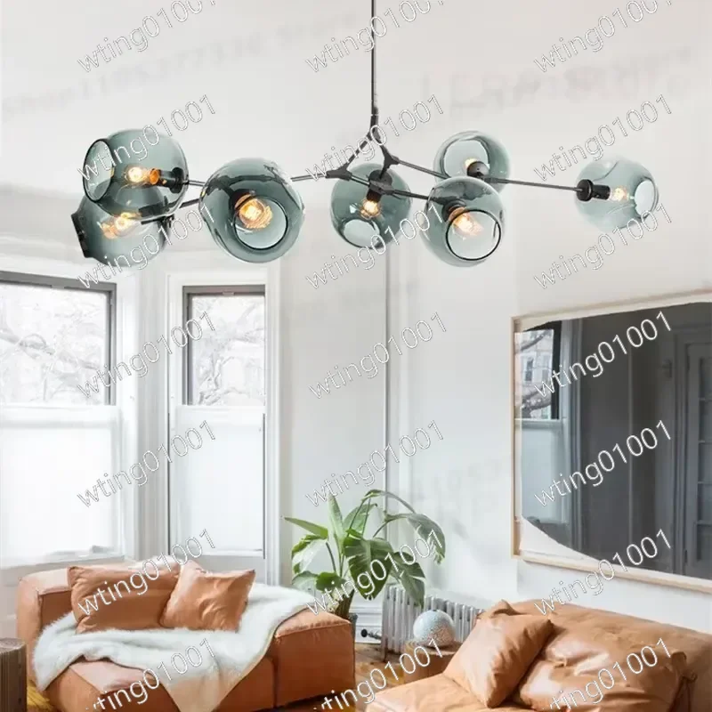 for Italy Designer Magic Bean Branching Chandelier Multi Color Glass Shade LED Pendant Light for Kitchen Dining Island
